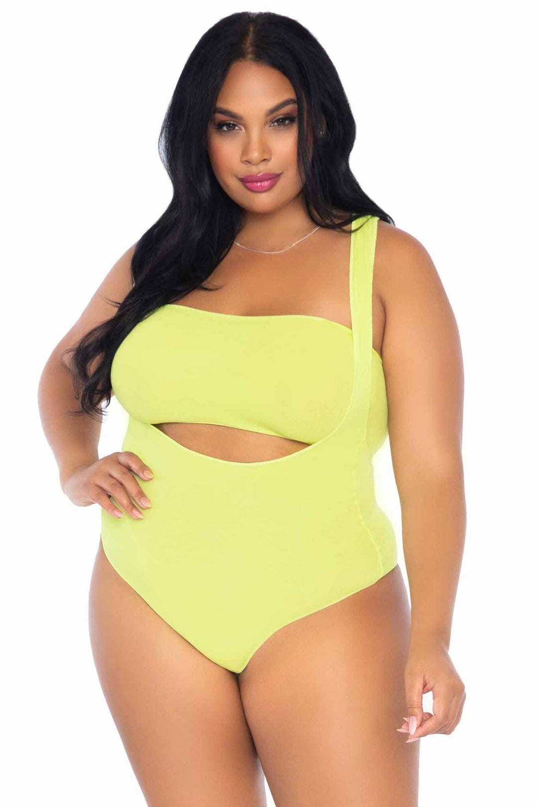 Plus Size 2 Piece Opaque Bandeau & Suspender Bodysuit-Bodysuits-SEXYSHOES.COM