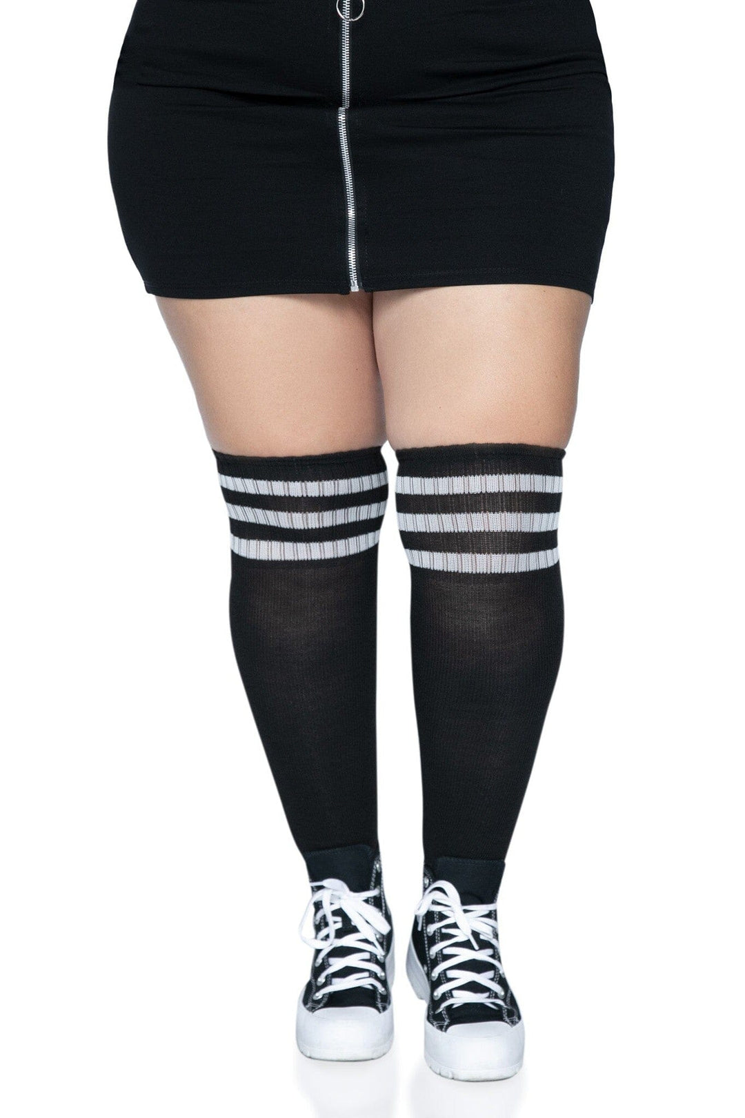 Leg Avenue Plus Size Athletic Over The Knee Socks in Black  from SexyShoes.com