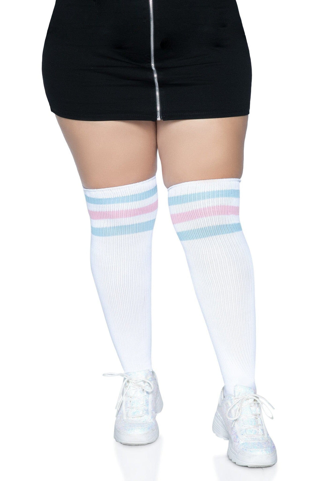 Leg Avenue Plus Size Athletic Over The Knee Socks in Pink  from SexyShoes.com