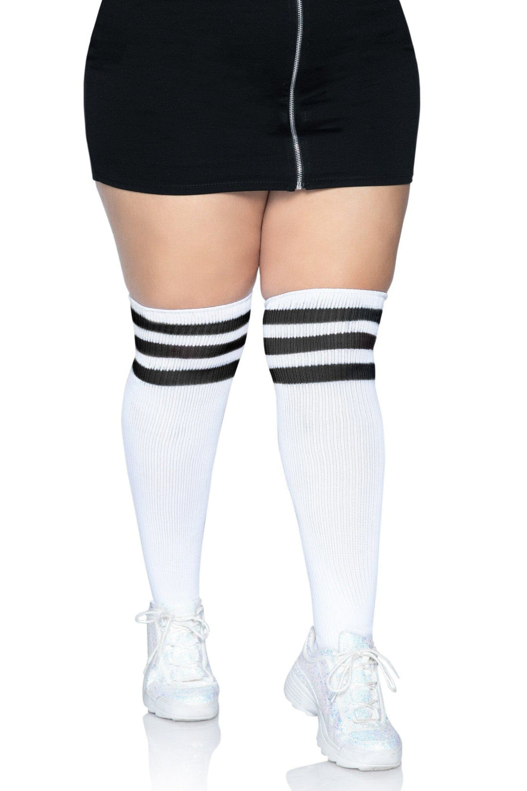Leg Avenue Plus Size Athletic Over The Knee Socks in White  from SexyShoes.com