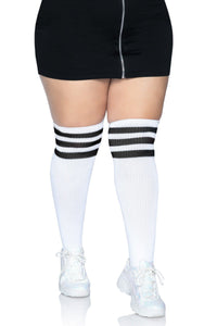 Leg Avenue Plus Size Athletic Over The Knee Socks in White  from SexyShoes.com