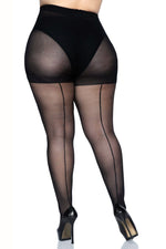 Plus Size Back Seam Sheer Pantyhose