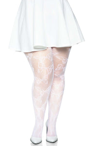 Leg Avenue Plus Size Butterfly Fishent Tights in White  from SexyShoes.com