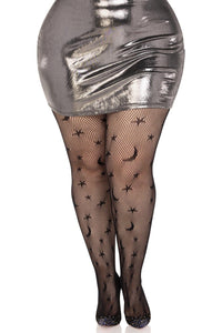 Leg Avenue Plus Size Celestial Net Tights in Black  from SexyShoes.com
