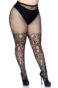 Leg Avenue Plus Size Distressed Net Pantyhose in Black  from SexyShoes.com