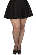 Plus Size Fishnet Crystalized Tights With Multi Sized Iridescent Rhinestones
