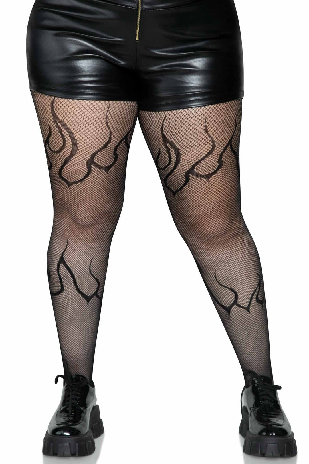 Leg Avenue Plus Size Flame Net Tights in Black  from SexyShoes.com