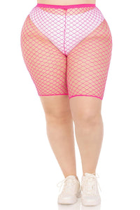 Leg Avenue Plus Size Industrial Net Biker Shorts in Pink  from SexyShoes.com