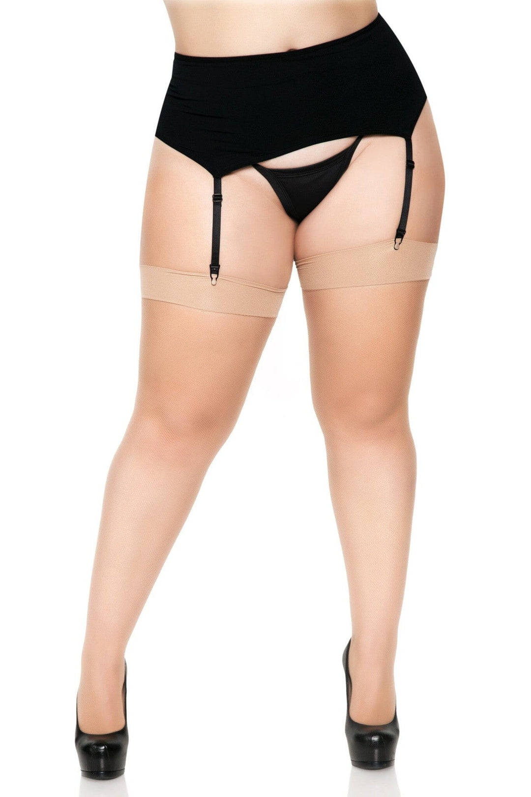 Leg Avenue Plus Size Micro Net Spandex Stockings in Nude  from SexyShoes.com