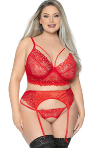 Escante Plus Size Mix & Match Satin Back Bralette in Burgandy  from SexyShoes.com