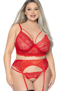 Escante Plus Size Mix & Match Satin Back Bralette in Red  from SexyShoes.com