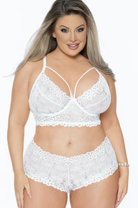 Escante Plus Size Mix & Match Satin Back Bralette in White  from SexyShoes.com