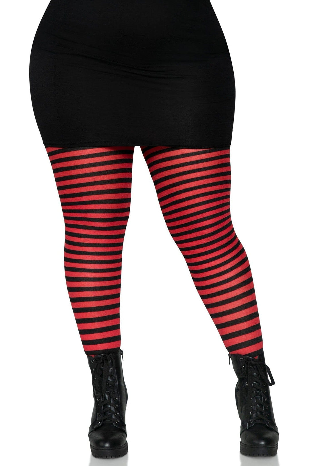 Leg Avenue Plus Size Nylon Striped Tights in Black  from SexyShoes.com