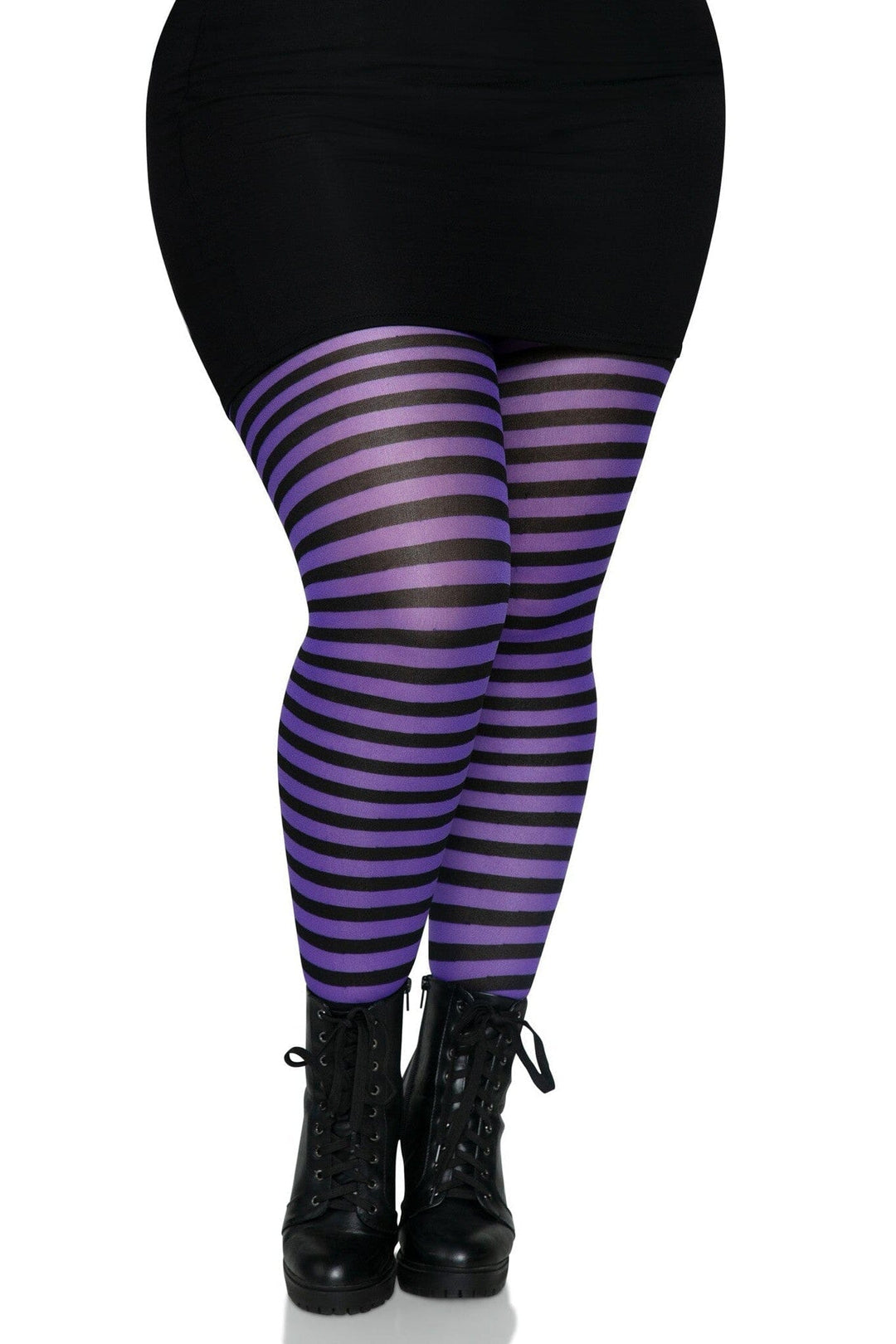 Leg Avenue Plus Size Nylon Striped Tights in Black  from SexyShoes.com