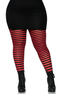 Leg Avenue Plus Size Nylon Striped Tights in Black  from SexyShoes.com