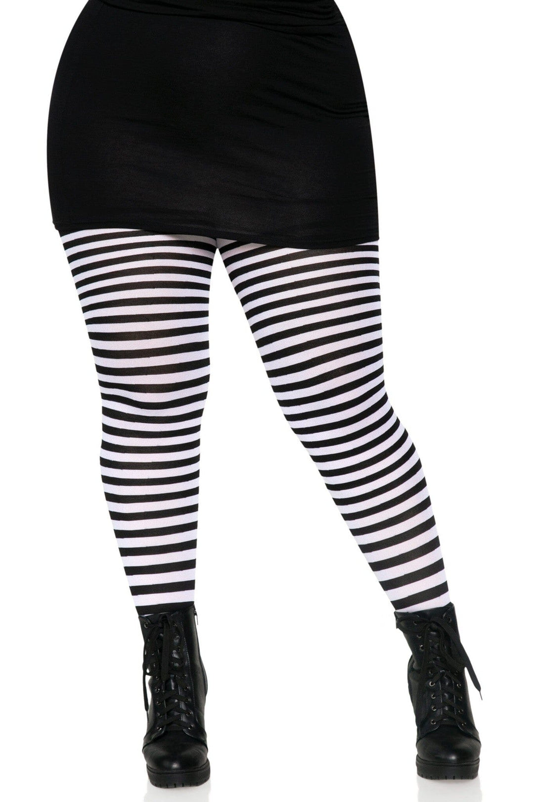 Leg Avenue Plus Size Nylon Striped Tights in Black  from SexyShoes.com