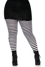 Plus Size Nylon Striped Tights