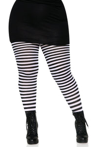 Leg Avenue Plus Size Nylon Striped Tights in Black  from SexyShoes.com