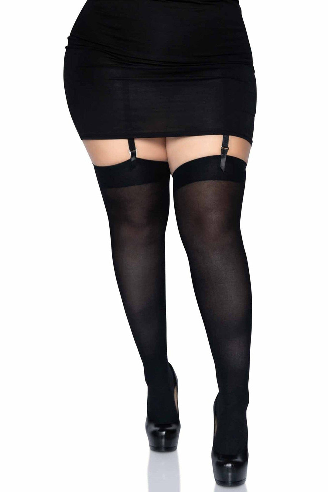 Leg Avenue Plus Size Over The Knee Nylon Thigh High Stockings in Black  from SexyShoes.com