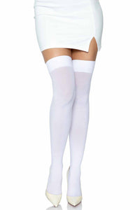 Leg Avenue Plus Size Over The Knee Nylon Thigh High Stockings in White  from SexyShoes.com