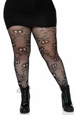 Plus Size Pirate Booty Skull Net Tights