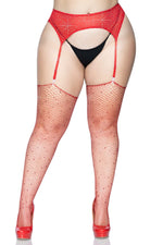 Plus Size Rhinestone Fishnet Stockings