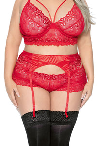 Escante Plus Size Satin Mix & Match Garter Belt in Red  from SexyShoes.com