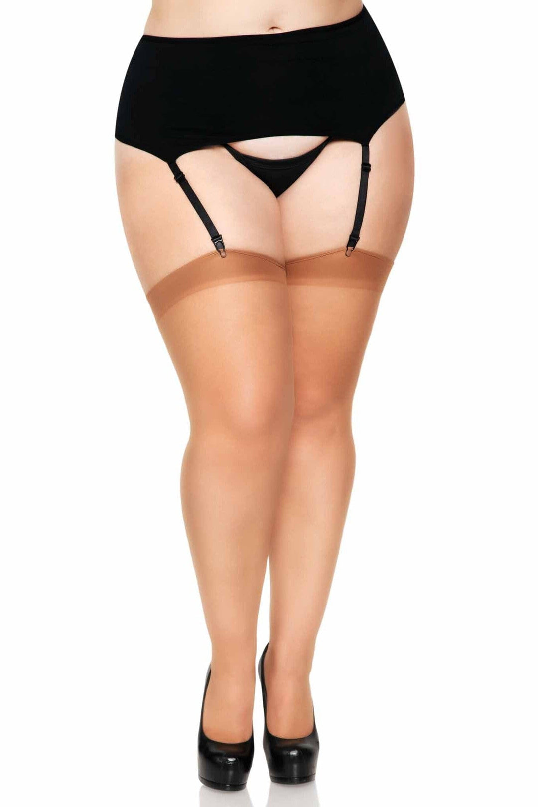 Leg Avenue Plus Size Sheer Back Seemed Stocking in Nude  from SexyShoes.com