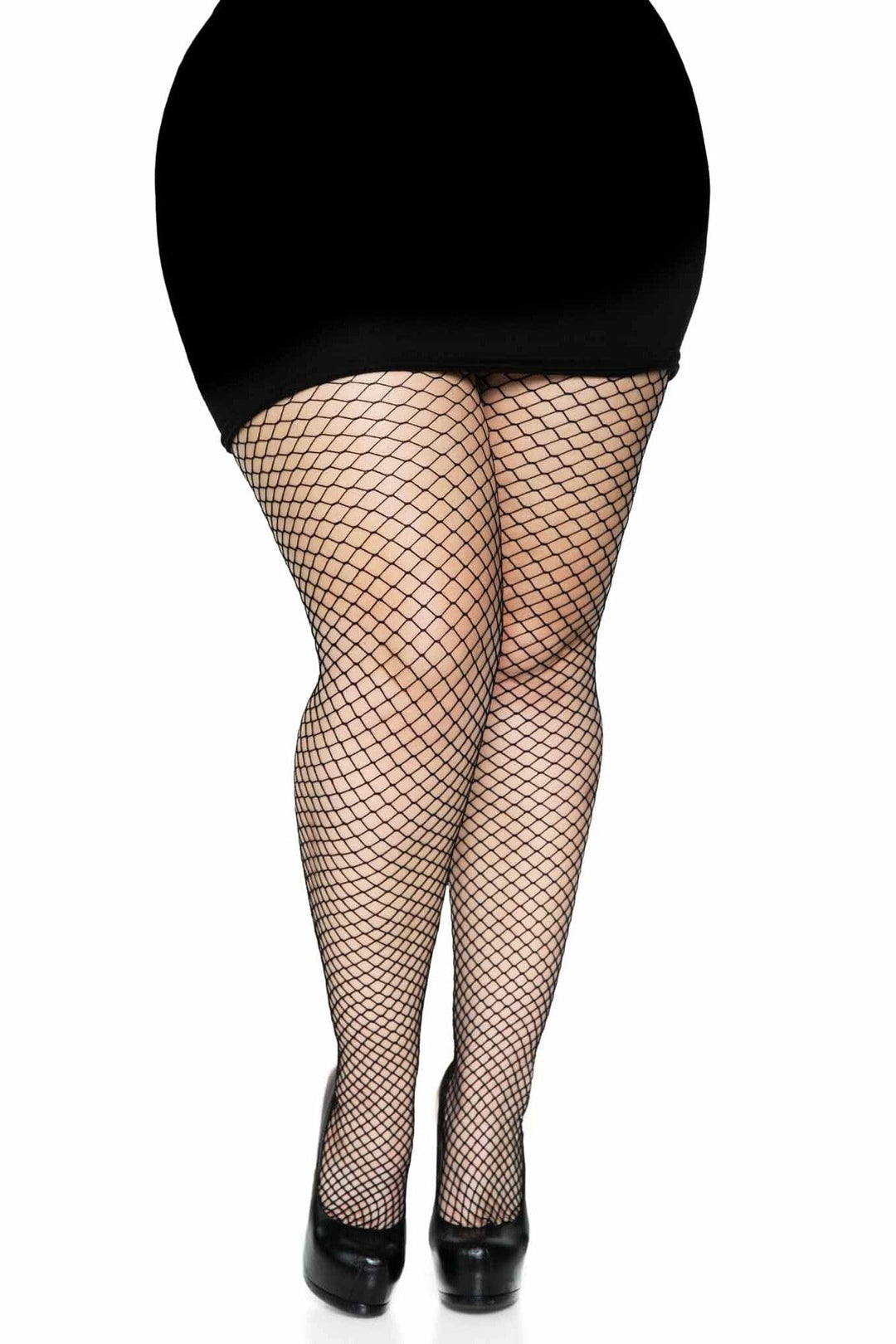 Leg Avenue Plus Size Spandex Industrial Net Tights in Black  from SexyShoes.com