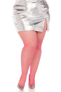 Leg Avenue Plus Size Spandex Industrial Net Tights in Pink  from SexyShoes.com