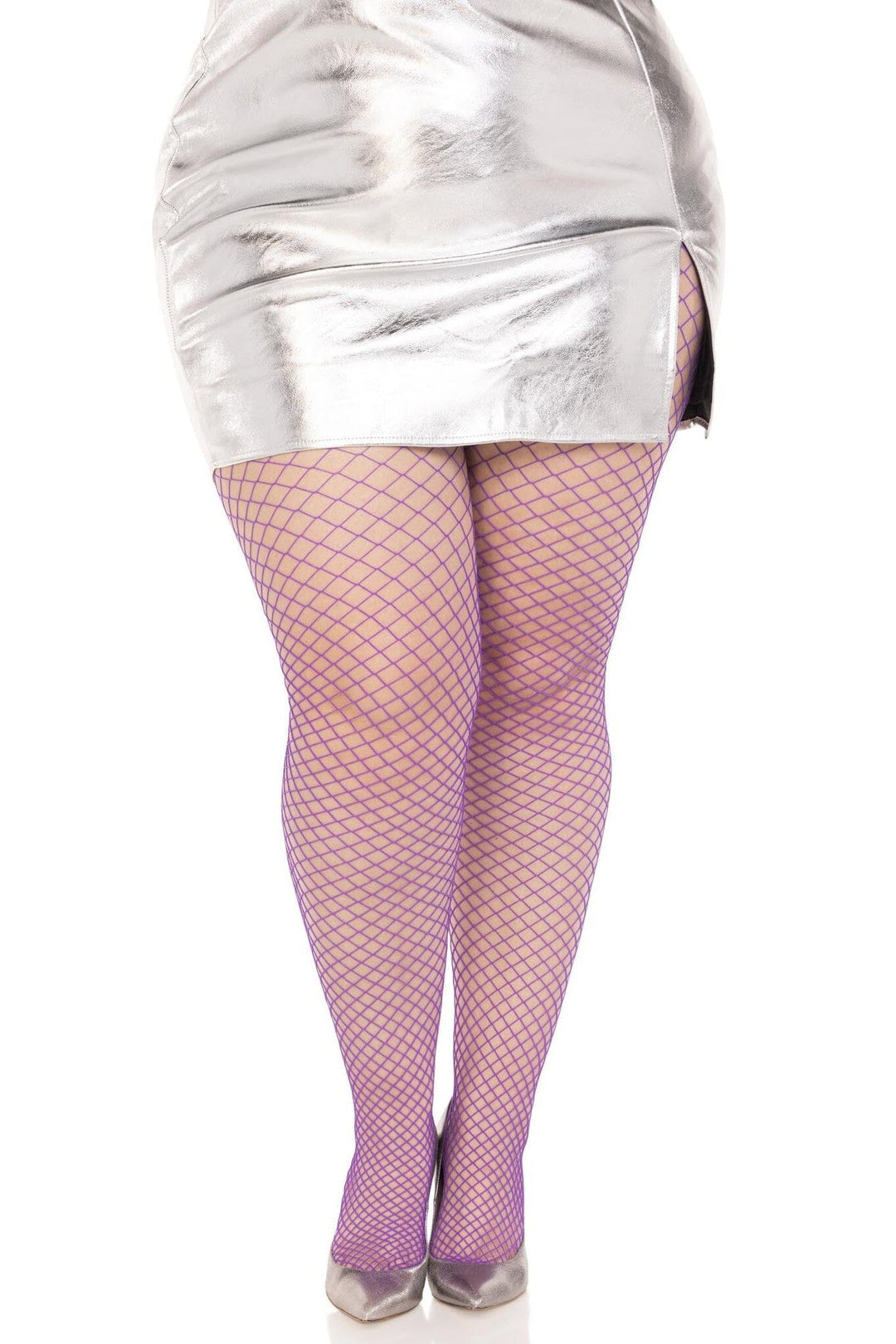 Leg Avenue Plus Size Spandex Industrial Net Tights in Purple  from SexyShoes.com