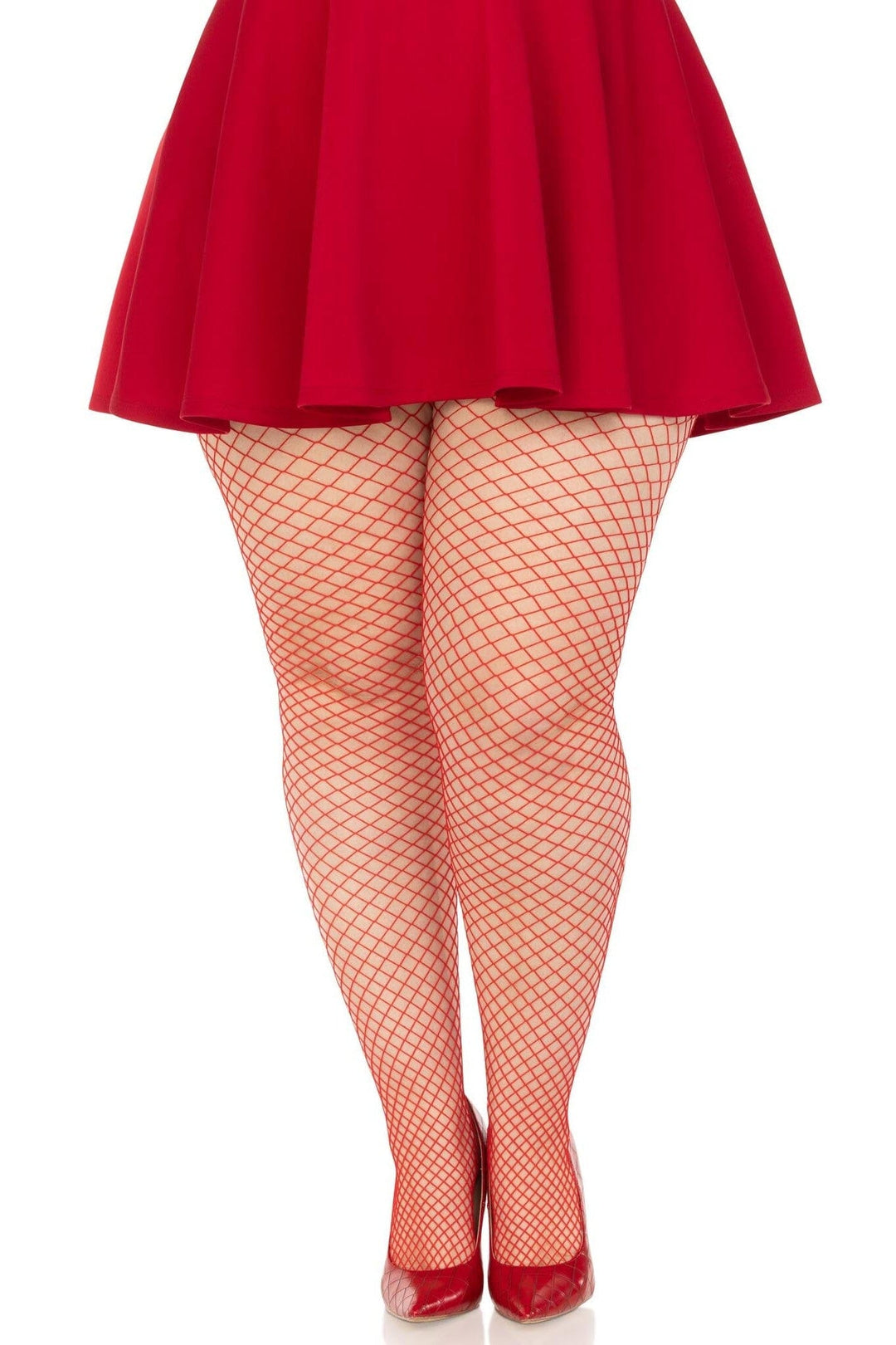 Leg Avenue Plus Size Spandex Industrial Net Tights in Red  from SexyShoes.com