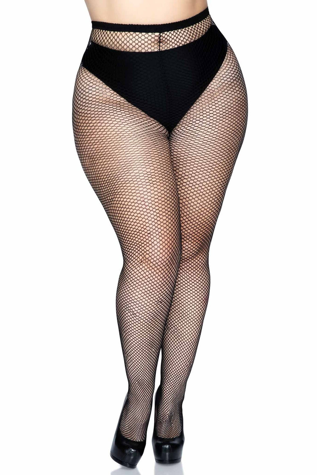 Leg Avenue Plus Sizefishnet W/Back Seam Pantyhose in Black  from SexyShoes.com