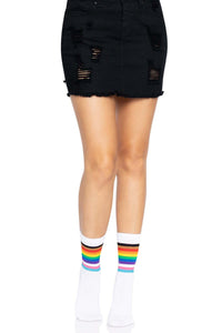 Leg Avenue Pride Crew Socks in Rainbow  from SexyShoes.com