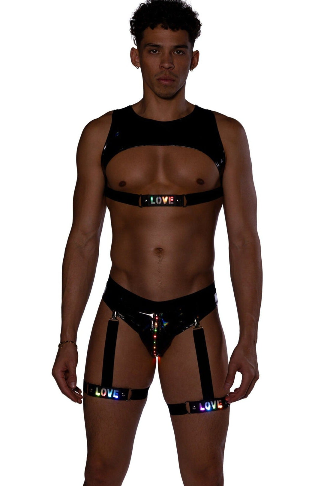 Pride Light-Up LOVE Leg Straps with Snap Closure