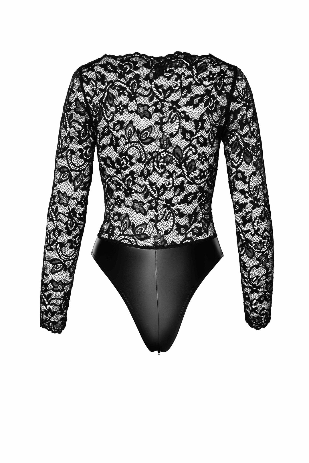 Noir Handmade Psyche Bodysuit Of Lace And Wetlook in Black 