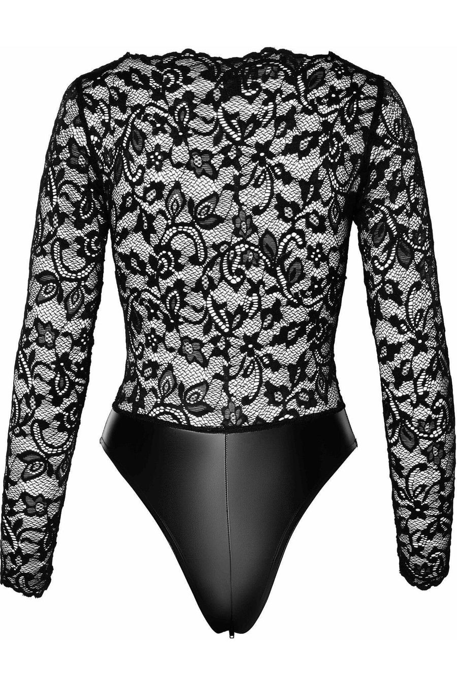 Noir Handmade Psyche Bodysuit Of Lace And Wetlook in Black 