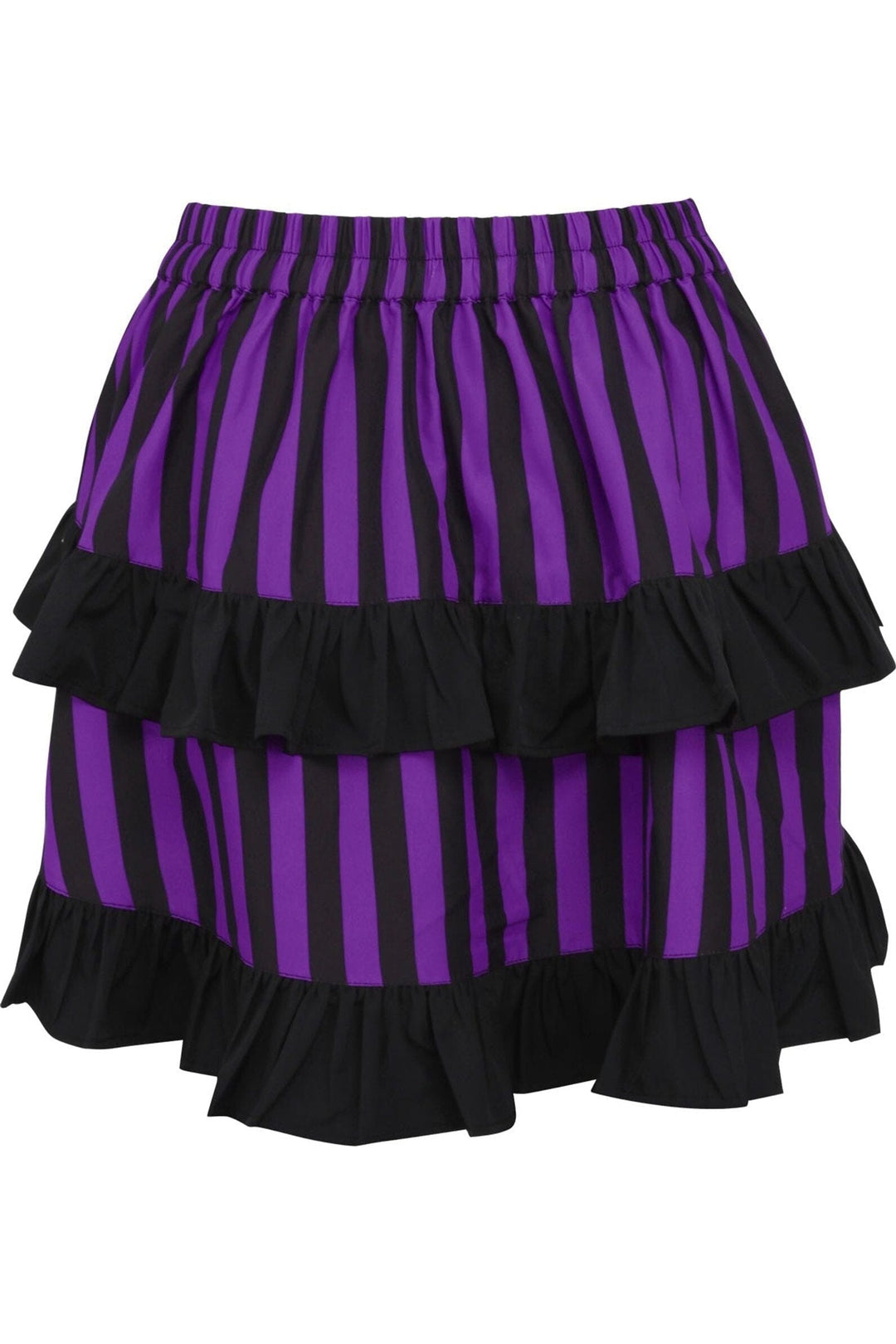Daisy Corsets Purple/Black Striped Ruched Bustle Skirt in Purple 
