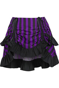 Daisy Corsets Purple/Black Striped Ruched Bustle Skirt in Purple  from SexyShoes.com