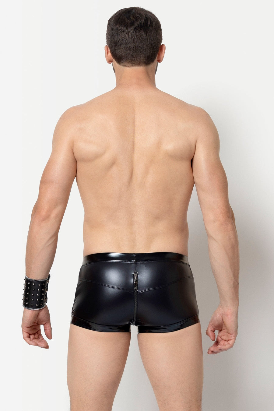 L'HOMME RAYAN Wetlook Trunks in Black 