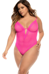 Mapale Radiant Color Transparent Mesh Bodysuit in Fuchsia  from SexyShoes.com