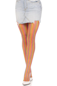 Leg Avenue Rainbow Crochet Net Tights in Multi  from SexyShoes.com