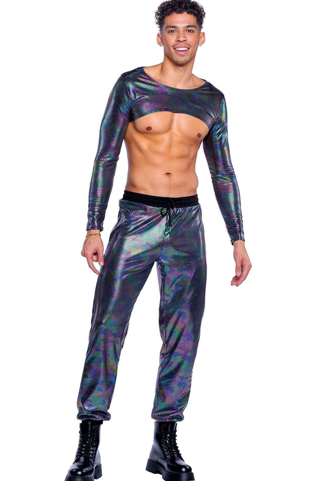 Rainbow Shimmer Camouflage Joggers with Drawstrings