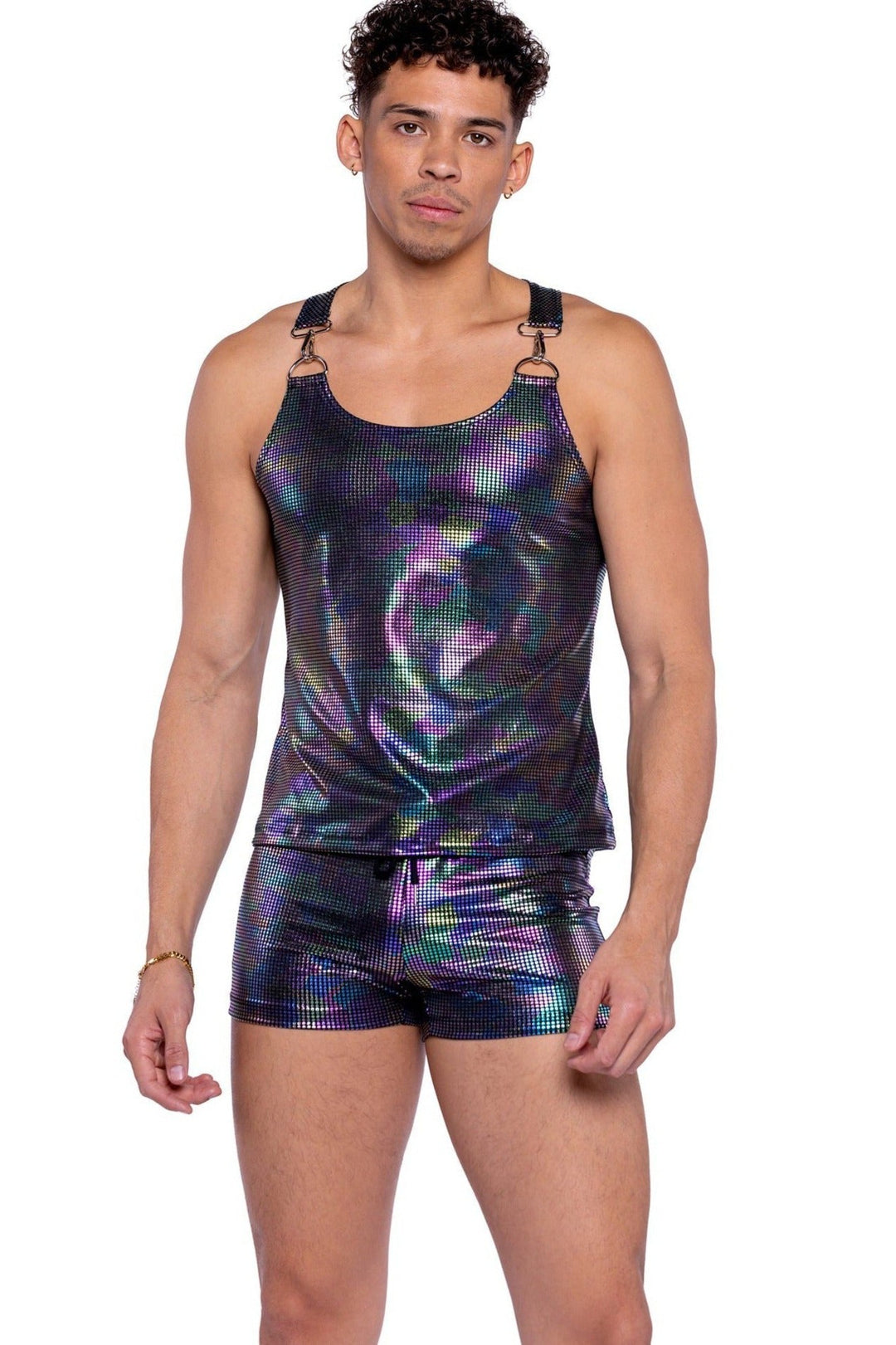 Rainbow Shimmer Camouflage Shorts with Drawstrings