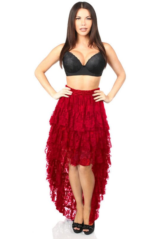Daisy Corsets Red High Low Lace Skirt in Red  from SexyShoes.com