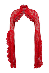 Daisy Corsets Red Lace Shrug Bolero Jacket in Red  from SexyShoes.com