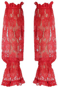 Red Sheer Lace Smocked Sleeves