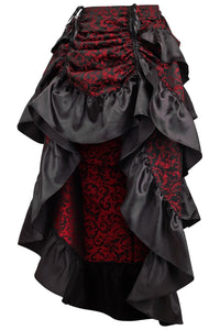 Daisy Corsets Red/Black Brocade Adjustable High Low Bustle Skirt in Red 