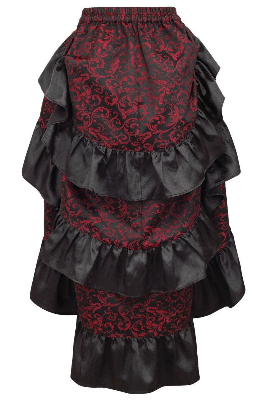 Daisy Corsets Red/Black Brocade Adjustable High Low Bustle Skirt in Red 