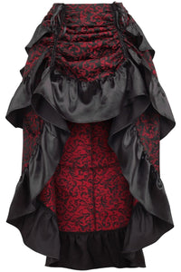 Daisy Corsets Red/Black Brocade Adjustable High Low Bustle Skirt in Red  from SexyShoes.com